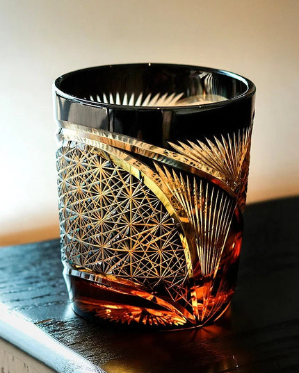 Edo Kiriko Whisky Glass- Crane Feather