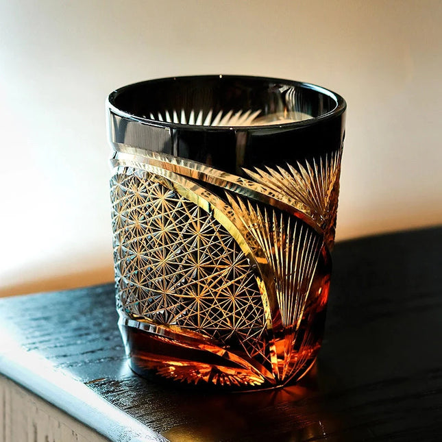 Edo Kiriko Whisky Glass- Crane Feather