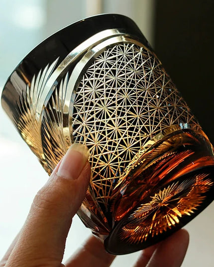 Edo Kiriko Whisky Glass- Crane Feather