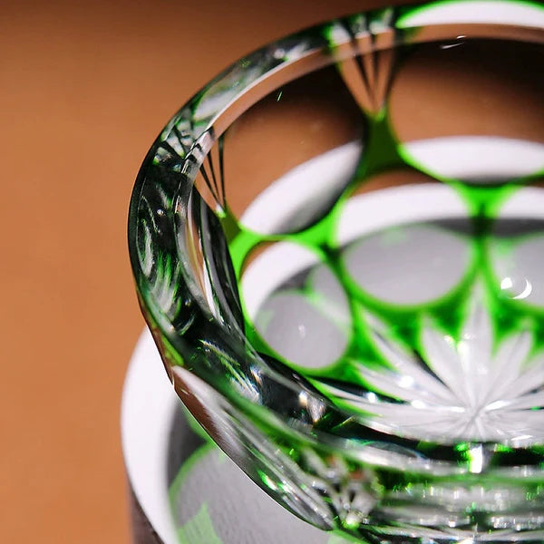 Edo Kiriko Art Crystal Glass-Jade Blossom