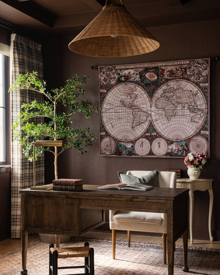 Old World Map Belgian Jacquard Hemispheres Tapestry Wall Hanging - Frederik De Wit