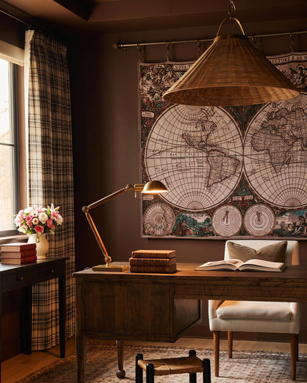 Old World Map Belgian Jacquard Hemispheres Tapestry Wall Hanging - Frederik De Wit