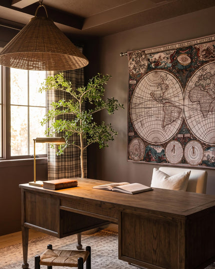 Old World Map Belgian Jacquard Hemispheres Tapestry Wall Hanging - Frederik De Wit