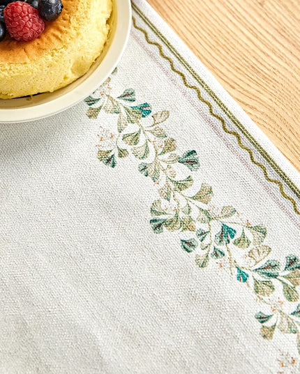 Ginkgo Print Tassel Table Runner