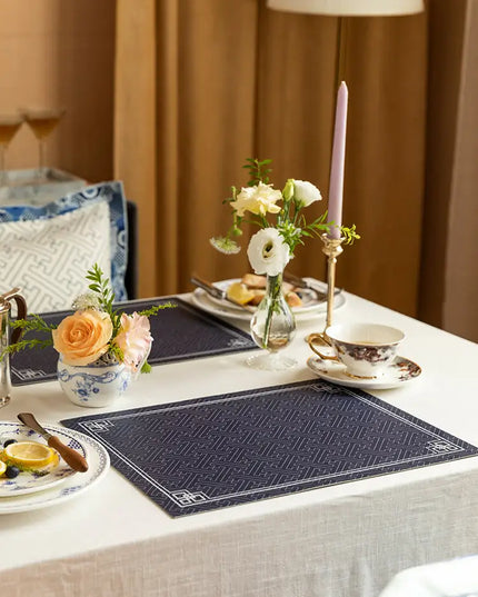 Retro Blue Leather Placemat