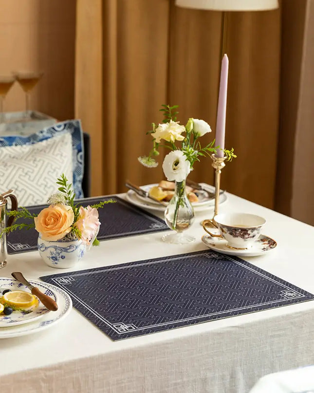Retro Blue Leather Placemat