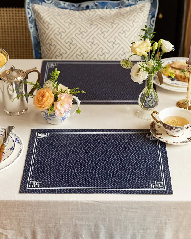 Retro Blue Leather Placemat