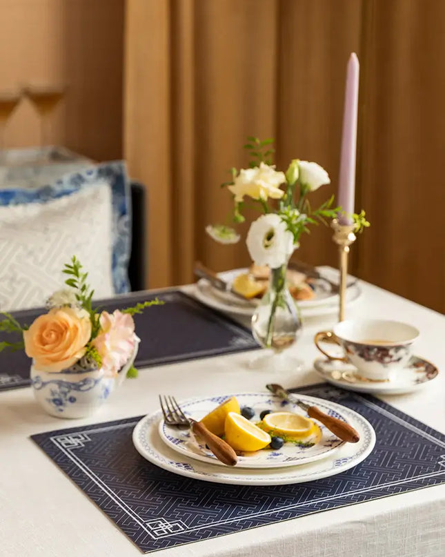 Retro Blue Leather Placemat
