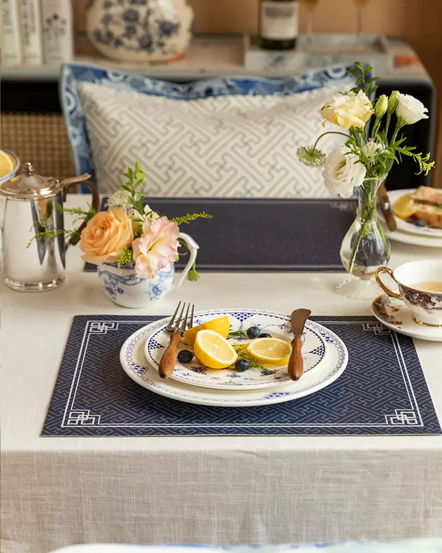Retro Blue Leather Placemat