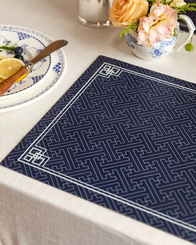 Retro Blue Leather Placemat