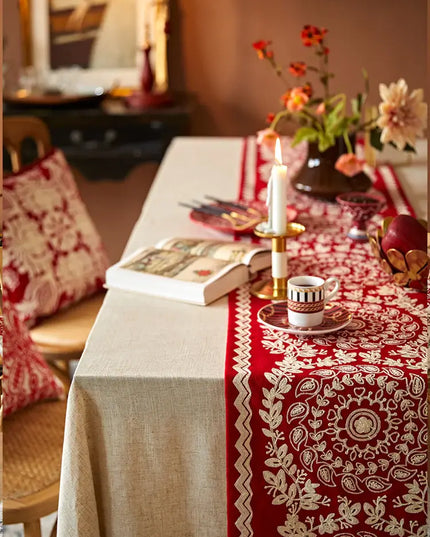Tasseled Embroidery Table Runner