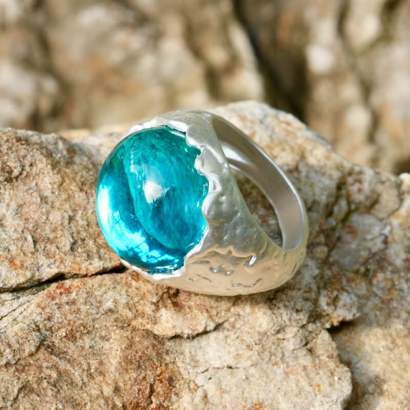 Ocean Blue Planet handgemaakte Jelly Ring