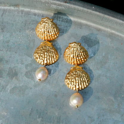 Ocean Whisper Baroque Pearl Shell Earrings