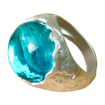 Ocean Blue Planet Handmade Jelly Ring