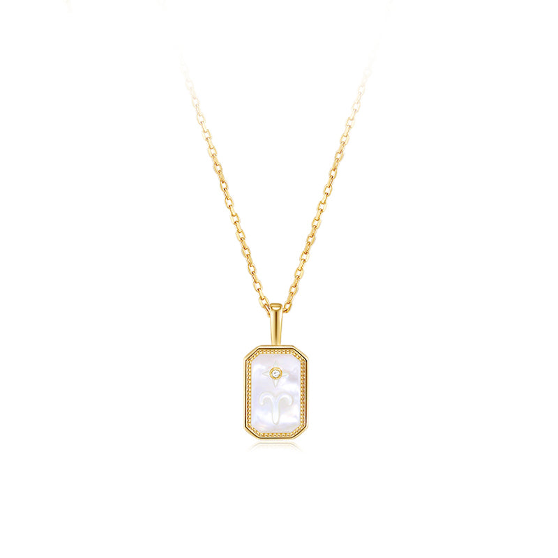 Cameo Mother of Pearl Constellation Birthstone S925 Necklace - HeartCraft