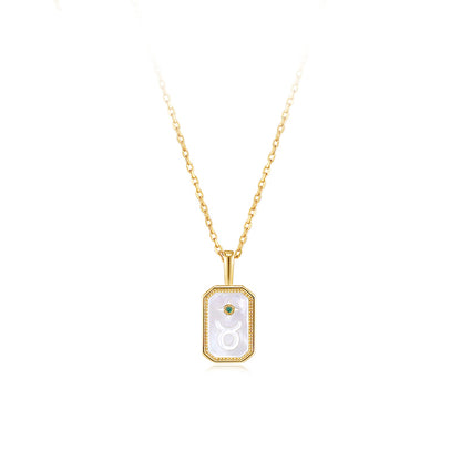 Cameo Mother of Pearl Constellation Birthstone S925 Necklace - HeartCraft