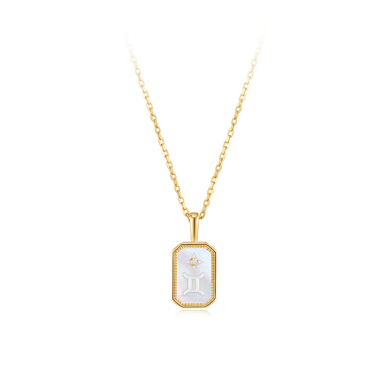 Cameo Mother of Pearl Constellation Birthstone S925 Necklace - HeartCraft