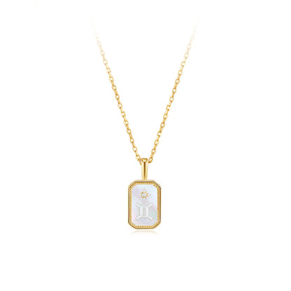 Cameo Mother of Pearl Constellation Birthstone S925 Necklace - HeartCraft