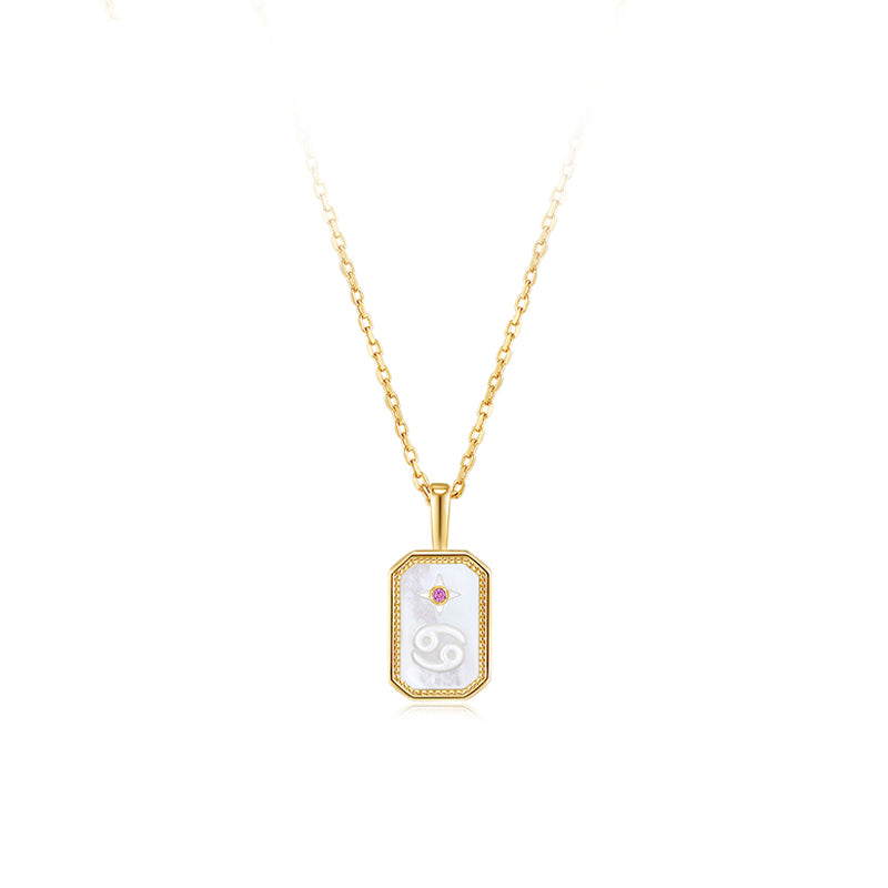 Cameo Mother of Pearl Constellation Birthstone S925 Necklace - HeartCraft