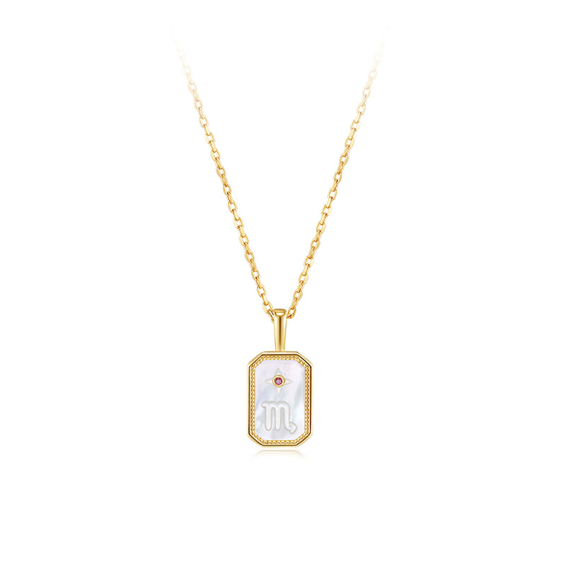 Cameo Mother of Pearl Constellation Birthstone S925 Necklace - HeartCraft