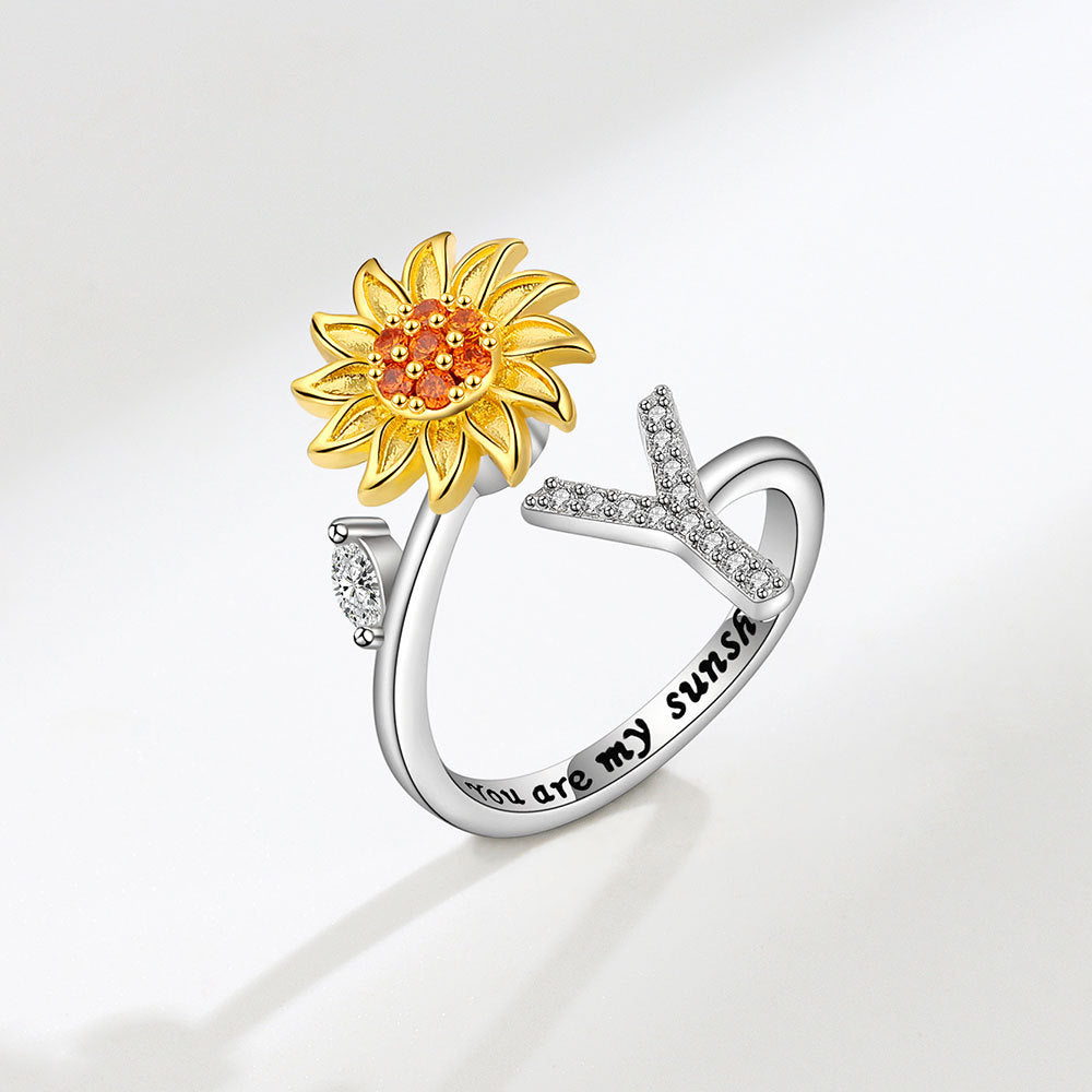 Sunflower Spinning Letter Ring