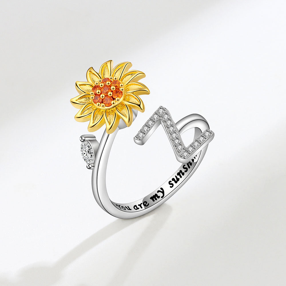 Sunflower Spinning Letter Ring