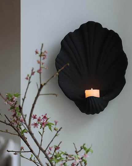 Shell Ceramic Wall Candle Holder Decor - Elegant Wall Decor | Pink & Black