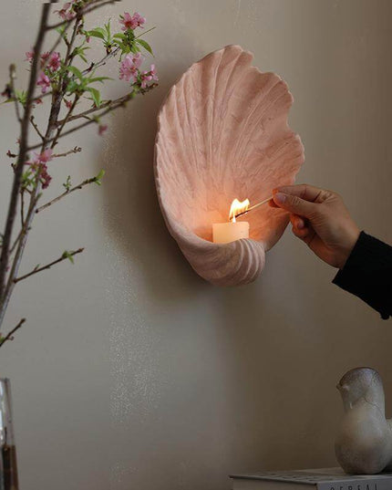 Shell Ceramic Wall Candle Holder Decor - Elegant Wall Decor | Pink & Black