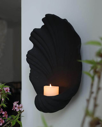 Shell Ceramic Wall Candle Holder Decor - Elegant Wall Decor | Pink & Black