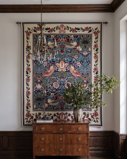 Strawberry Thief Tapestry William Morris Art Jacquard Woven Wall Hanging