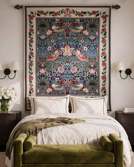 Strawberry Thief Tapestry William Morris Art Jacquard Woven Wall Hanging