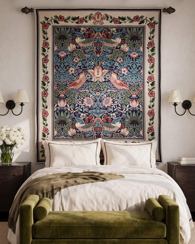 Strawberry Thief Tapestry William Morris Art Jacquard Woven Wall Hanging