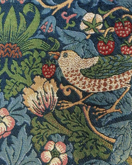 Strawberry Thief William Morris Medieval Belgium Jacquard Tapestry Wall Hanging - Blue