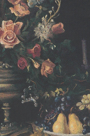 Summer Bouquet Violin Dark Tapestry Wall Hanging - Flowers & Fruits