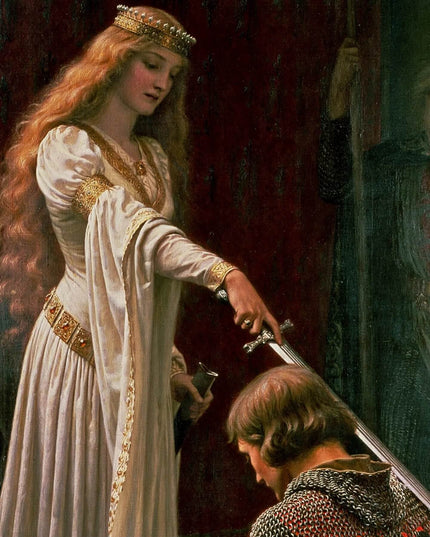 The Accolade" Medieval Knight Jacquard Woven Tapestry – Edmund Blair Leighton Wall Hanging