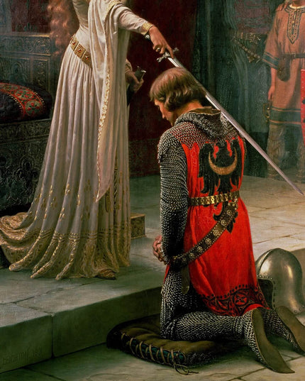 The Accolade" Medieval Knight Jacquard Woven Tapestry – Edmund Blair Leighton Wall Hanging
