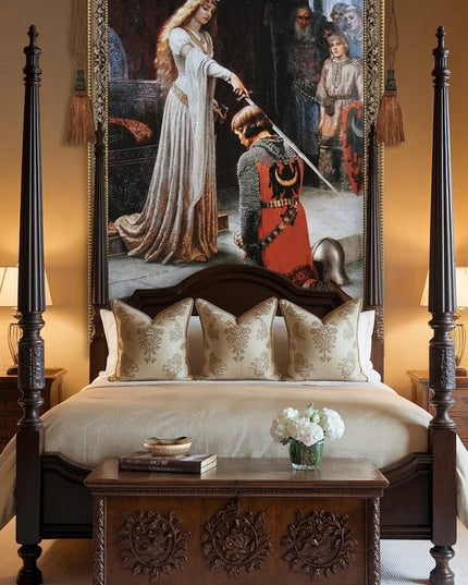 The Accolade" Medieval Knight Jacquard Woven Tapestry – Edmund Blair Leighton Wall Hanging