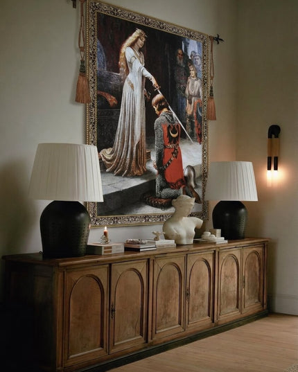 The Accolade" Medieval Knight Jacquard Woven Tapestry – Edmund Blair Leighton Wall Hanging