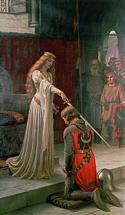The Accolade" Medieval Knight Jacquard Woven Tapestry – Edmund Blair Leighton Wall Hanging