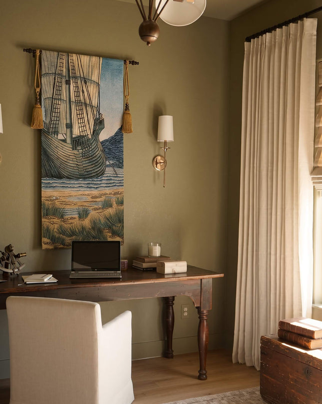 The Holy Grail Vertical Tapestry The Ship - William Morris & John Henry Dearle
