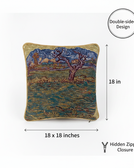 Van Gogh Olive Trees Pillow Cover Annotated