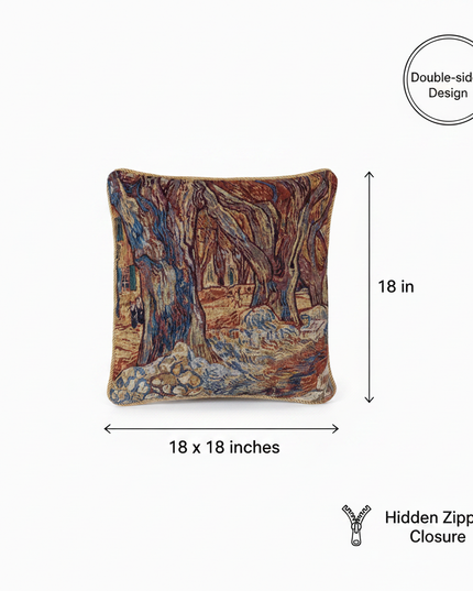 Van Gogh Plane Tree Pillow Cover Annotated