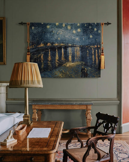 Van Gogh Starry Night Over the Rhone Belgian Jacquard Tapestry Wall Hanging