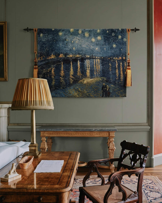 Van Gogh Starry Night Over the Rhone Belgian Jacquard Tapestry Wall Hanging