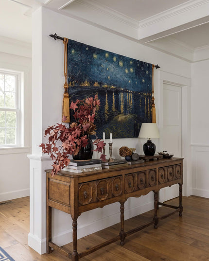 Van Gogh Starry Night Over the Rhone Belgian Jacquard Tapestry Wall Hanging