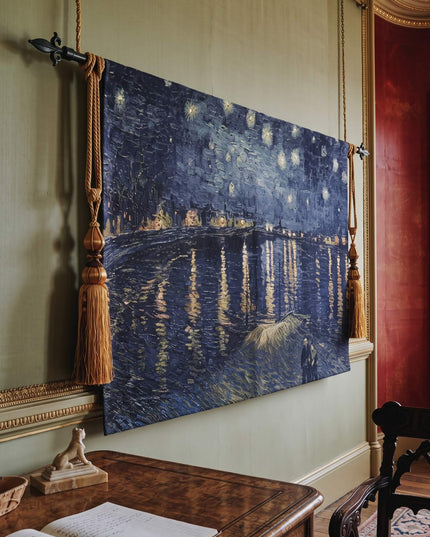 Van Gogh Starry Night Over the Rhone Belgian Jacquard Tapestry Wall Hanging