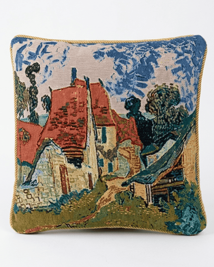 Van Gogh Streets in Auvers Jacquard Tapestry Pillow Cover