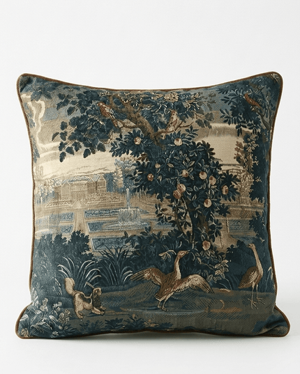 Verdure Aubusson Tapestry Pillow Cover - Heron