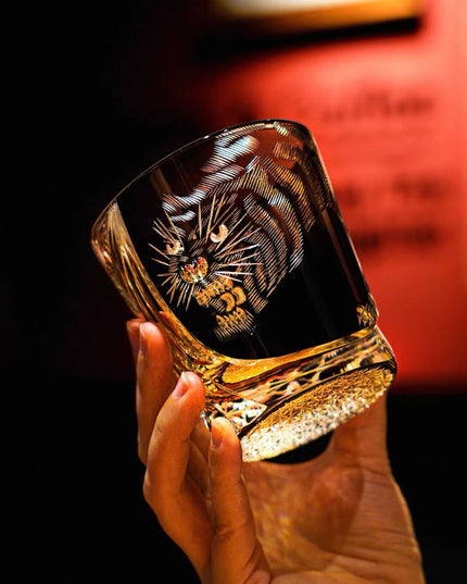 Edo Kiriko Whiskey Glass - Majestic Tiger Master Edition