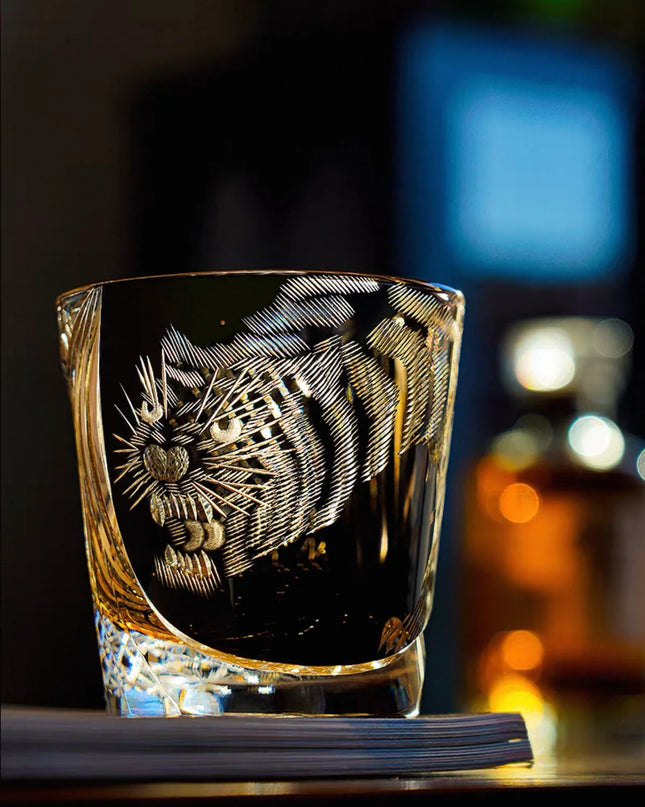 Edo Kiriko Whiskey Glass - Majestic Tiger Master Edition